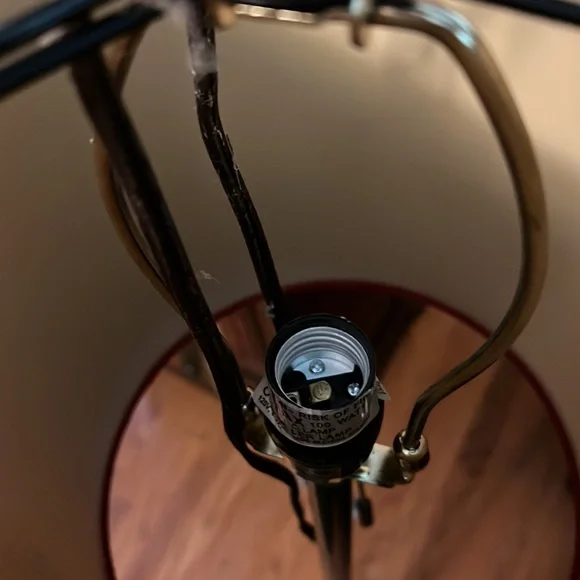 2NEW MIDNIGHT VELVET FLOOR LAMPS, WITH WIRE COVER OVER BURGUNDY CLOTH LAMPSHADE! - Picture 5 of 8